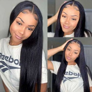 Silky Straight Pre Bleached 13x6 Swiss Lace Front Wig 180% Density