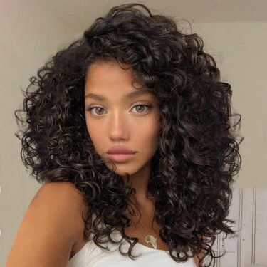 Loose Curls Brunette Wig Human Hair Lace Front Wig 180% Density