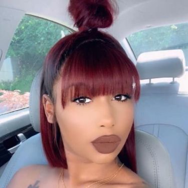 13x4 Burgundy Ombre Bob Lace Front Wig With Bangs Human Hair