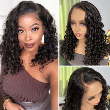 Spiral Curl Transparent Lace Frontal Wig Virgin Human Hair 