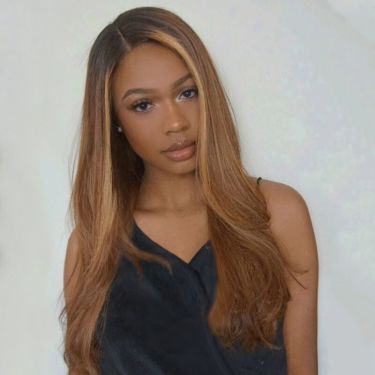Straight Brown Blonde Highlights Wigs 13x4 Lace Frontal Wigs