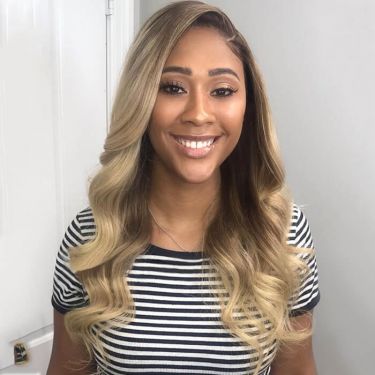 Long Wavy Beige Blonde Ombre Lace Front Wig