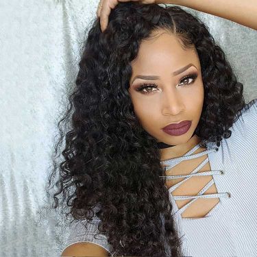 Loose Curly Natural Color 13X4 Lace Front Wigs Human Hair