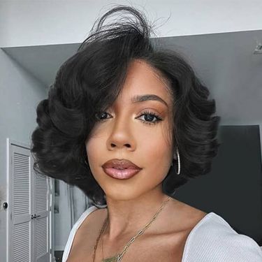 Glueless Loose Wave Side Part Short Bob Wigs Lace Front Wig Human Hair 
