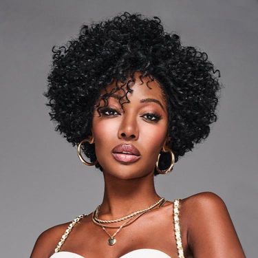 Short Deep Curly Full Machine Made Wig No Lace Wigs 180% Density #1