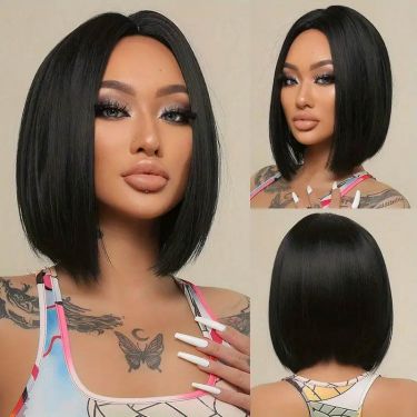 Middle Part Short Straight Bob Wigs Human Hair Lace Front Wig
