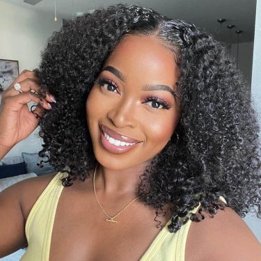 Short Kinky Curly 13*4 Bob Wigs with Bouncy Curls 100% Human Hair