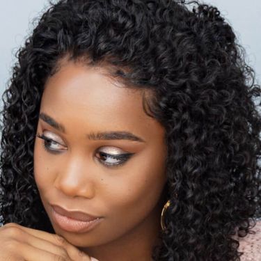  Natural Black Color Pre-plucked Curly Lace Front Wig 