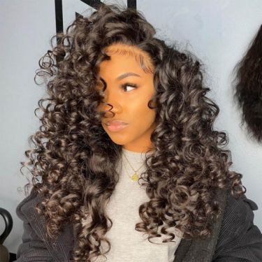 Natural Big Curly Lace Front Wigs Human Hair Spiral Curl Wigs 150% Density