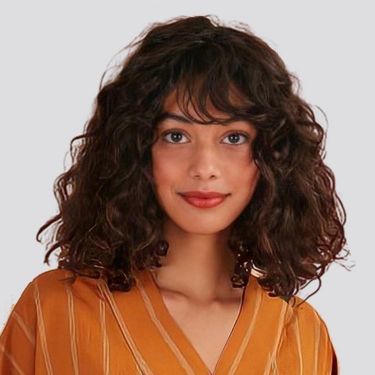 Brown Short Curly Bob Wig Human Hair Lace Front Wig with Bangs