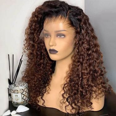 Glueless Ombre Curly 13x4 Frontal Lace Wig Human Hair Wig