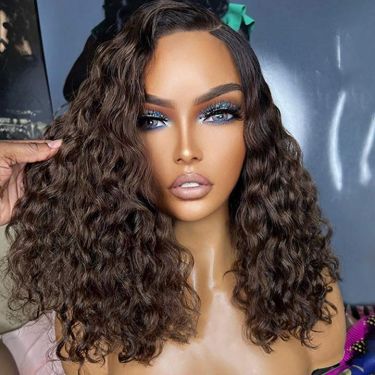 Ombre Dark Brown Color Loose Deep Wave Lace Front Wig Human Hair