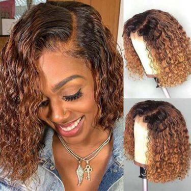 Ombre 1B/27 Wave Lace Front Bob Wig 100% Human Hair