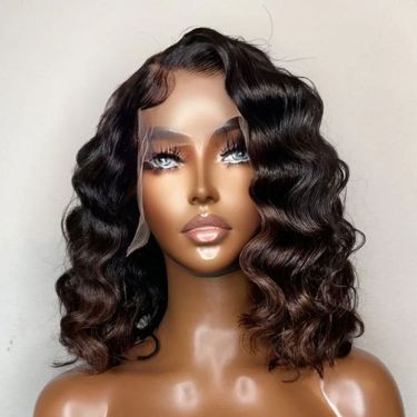 Ocean Wave Brown Ombre 13X4 Lace Front Wig Human Hair Bob Wigs