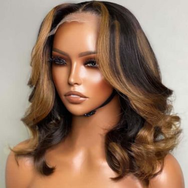 Big Loose Wave 5x5 Undetectable Transparent Lace Closure Wig With Highlights