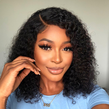 Wet And Wavy Natural Side Part 4x4 Lace Closure Wig 
