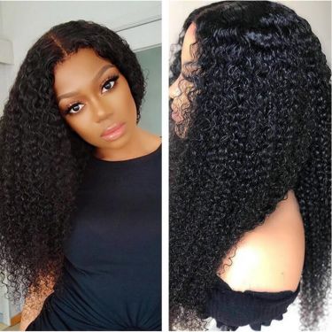4x4 Afro Kinky Curly Lace Wig Middle Part Closure Wigs Brazilian Human Hair
