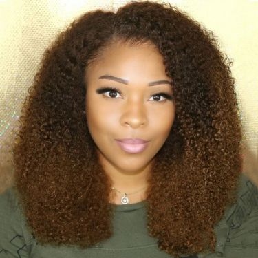 Short Tight Curly Dark Brown Ombre Lace Front Wigs