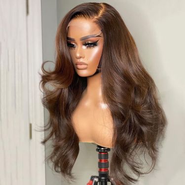 Wavy Honey Brown 5x5 Undetectable Transparent Lace Closure Wig 