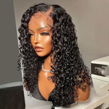 Side Part Tight Curly Human Hair Lace Front Wig 150% Density