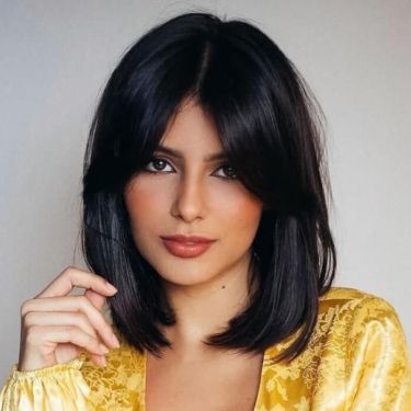 Glueless Short Straight Bob Wigs 13X4 Lace Front Wig with Bangs Human Hair