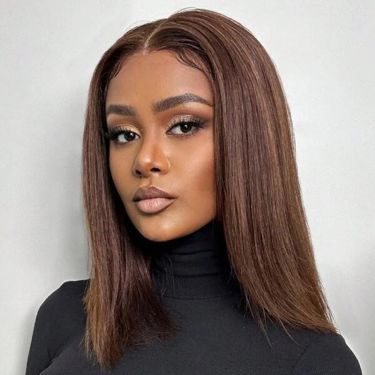 Chocolate Brown Straight Human Hair Wigs 13X4 Lace Front Wig