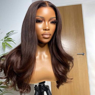 Silky Straight Chocolate Brown 13x4 Lace Front Wig Human Hair