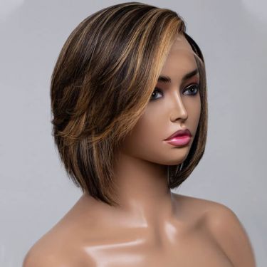 Designer Blonde Highlights Layered Cut Wig Lace Front Wig 