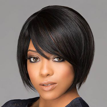 Silky Straight #1B/30 100% Human Hair Lace Front Bob Wigs