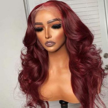 Body Wave 99J Colorful Wig 13x4 Lace Front Wig 100% Human Hair