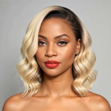 Glueless 613 Blonde Dark Root Body Wave Bob Wig Human Hair Lace Front Wig