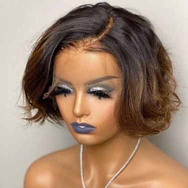 Short Wave #1B/30 Ombre Bob Wig 13x4 Lace Front Wig Human Hair
