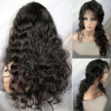 Water Wave Natural Black 13X4 Lace Front Wig 100% Human Hair