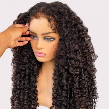 Glueless Water Wave 13x4 Lace Front Wig With Kinky Baby Hair Wig