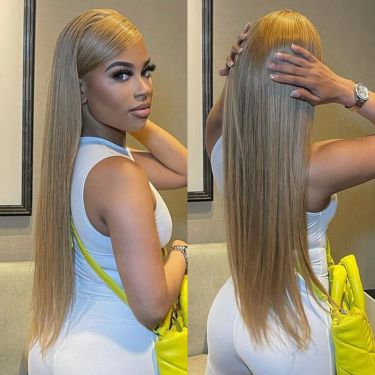 Honey Blonde #27 Color Straight 13*4 Lace Front Wig Human Hair 
