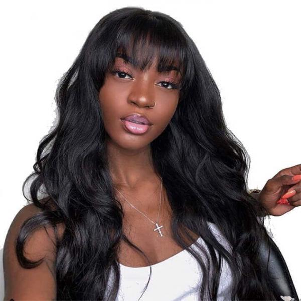 Buy a Long Black Wig With Bangs