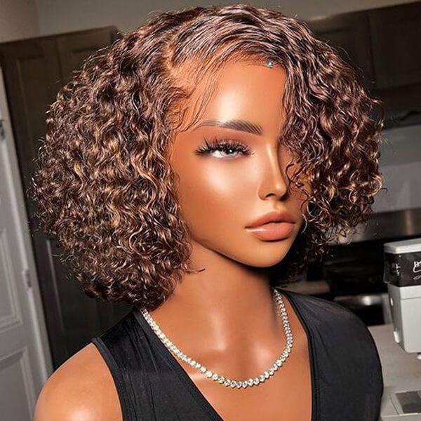 Short Curly Human Hair Lace Front Wigs