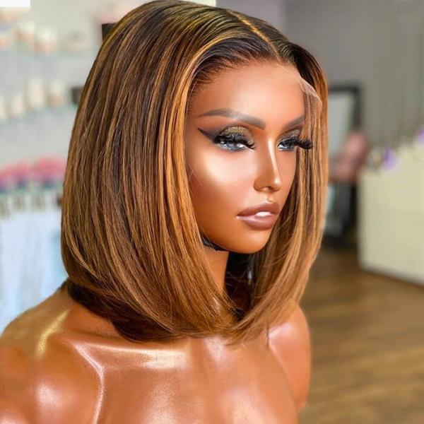 Middle Part Frontal Bob Wig For Black Women