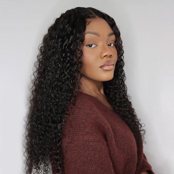 How can I style my long black curly wig for a natural look?